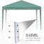 3 X 3m Height Adjustable Pop Up Gazebo, 210d Silver Coated Oxford Weather Resistant Canopy, Powder Coated Steel Frame, Outdoor Marquee Tent With Carry Bag For Garden Party Wedding, Green