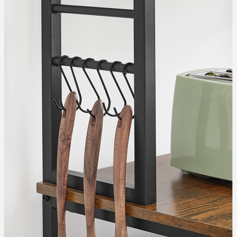 Steel Standard Baker's Rack with Microwave Compatibility, Rustic Brown/Black, 65.7" H x 23.6" W x 15.7" D