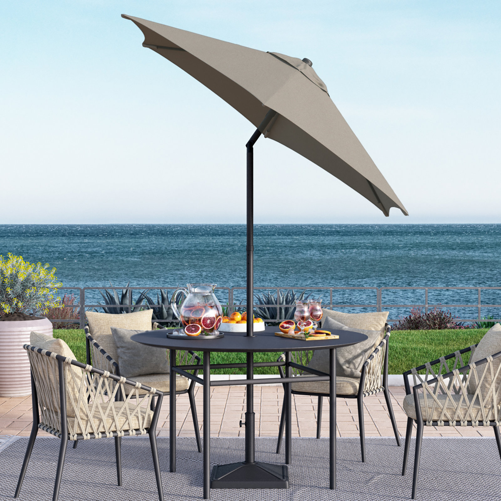 Toscana 90'' Outdoor Umbrella, Taupe