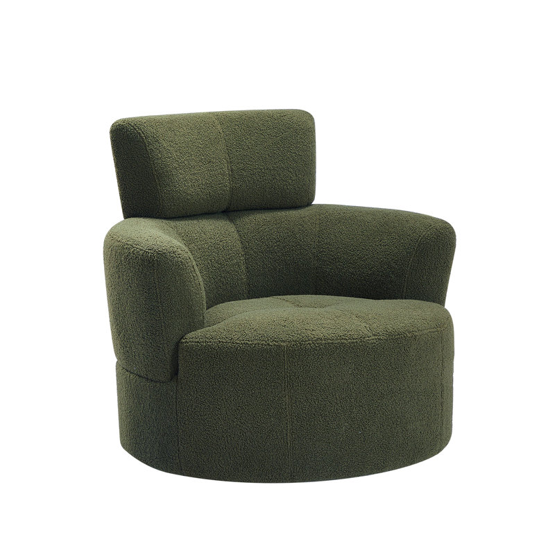 36.98" W Upholstered Swivel Barrel Chair, Green