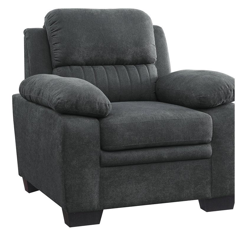 Canapé moelleux en tissu texturé gris foncé, Gris foncé