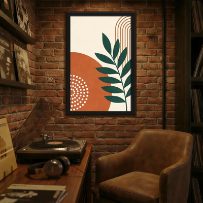 Motif de feuille abstrait avec cercles et lignes