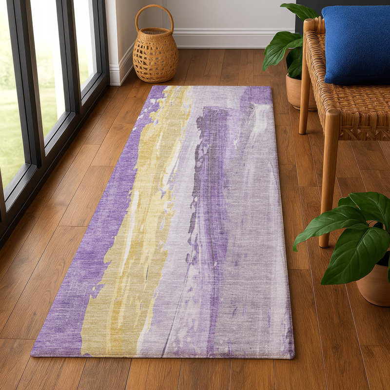 Premium Machine Washable Mayfield AMF1845 Abstract Rug, Runner 2'3" x 7'6"