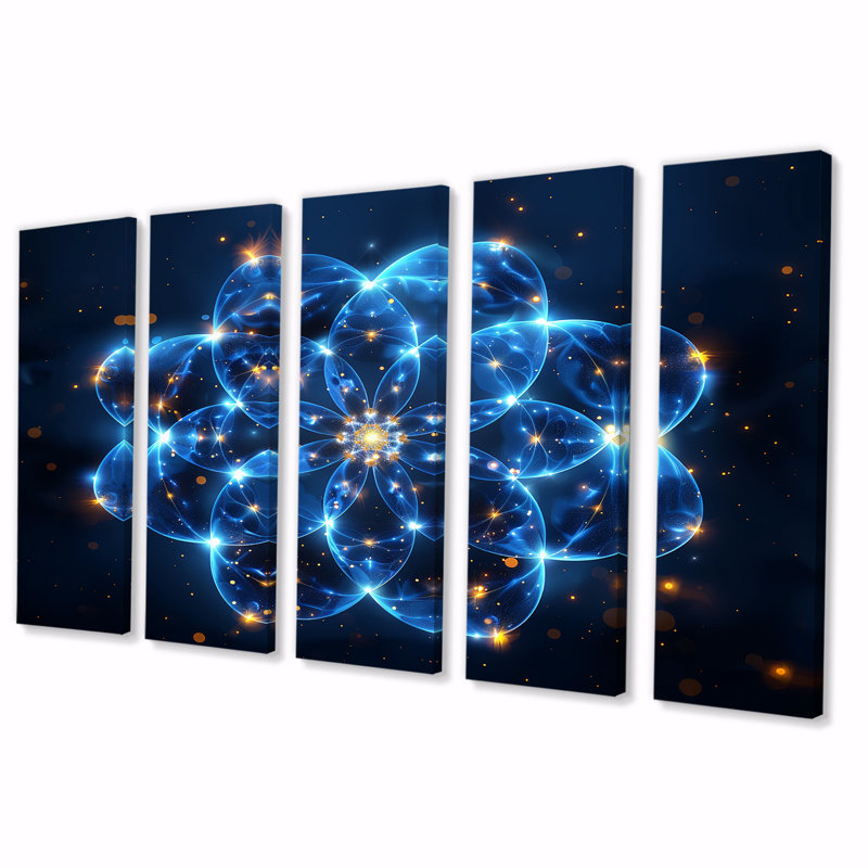 Rozek - Toile d'art géométrique murale 5 pièces, H 32 po x l 80 po