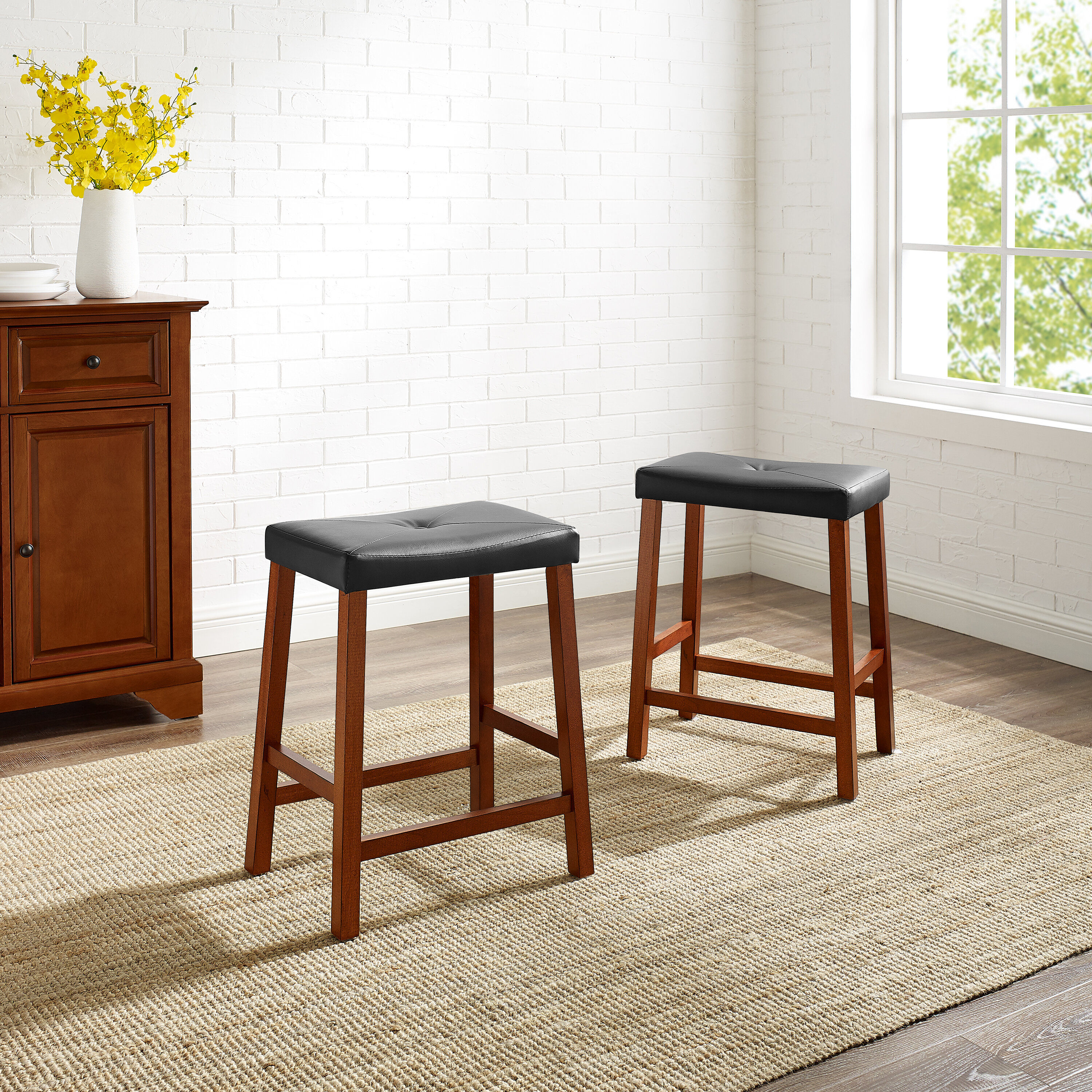 Saddle Leather Bar Stool Set, Home Bar Accessories & Entertaining, www.earthgear.com