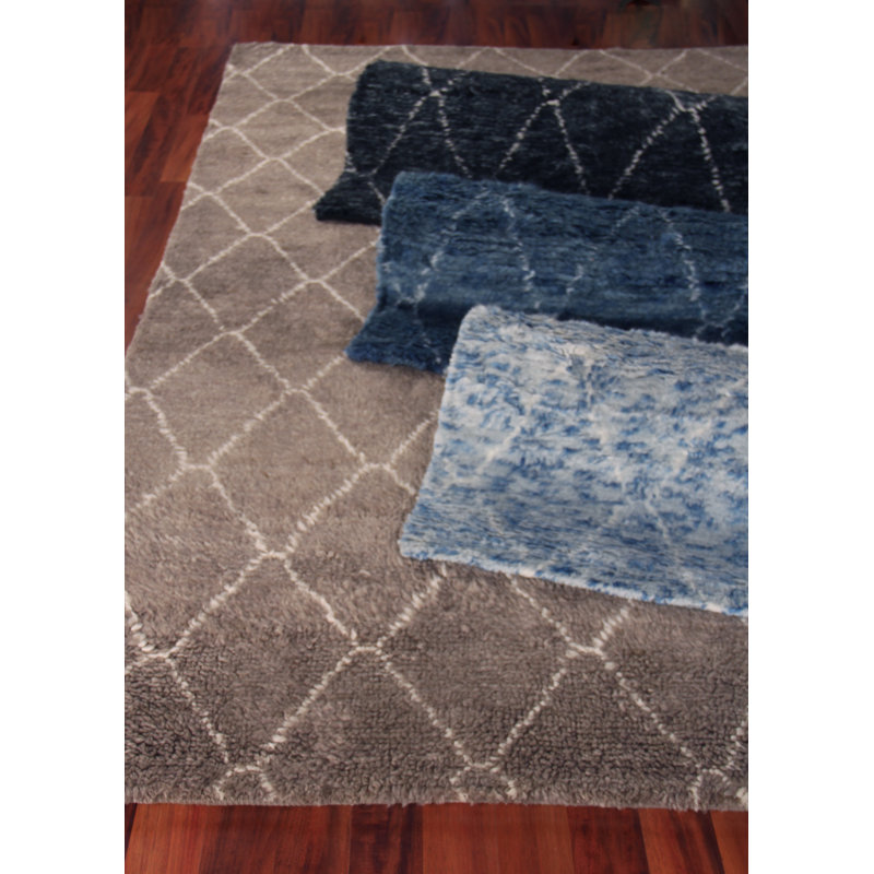 Moroccan Wool Geometric Area Rug in Brown, Rectangle 8' x 10'