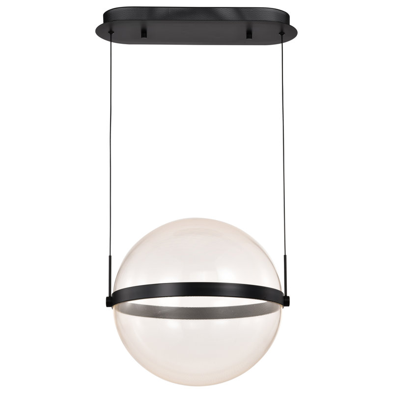 Brezina - LED Pendant - Matte Black - Silk Screened Acrylic Lens, 63.51" H x 16.63" W x 16.63" D