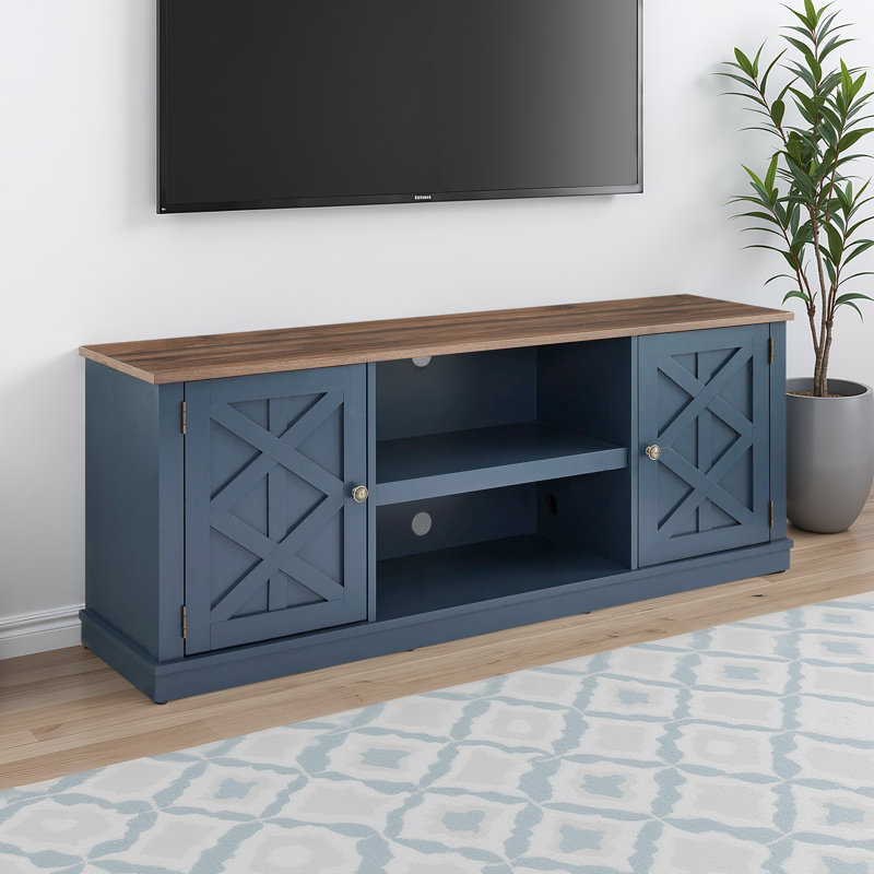 Beatrix TV Stand for TVs up to 70", Walnut/Blue, 64" W