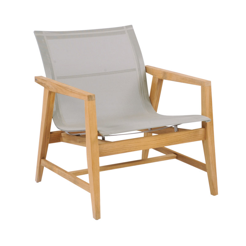 Marin Outdoor Teak Lounge Chair, Canvas Taupe Sunbrella® Canvas
