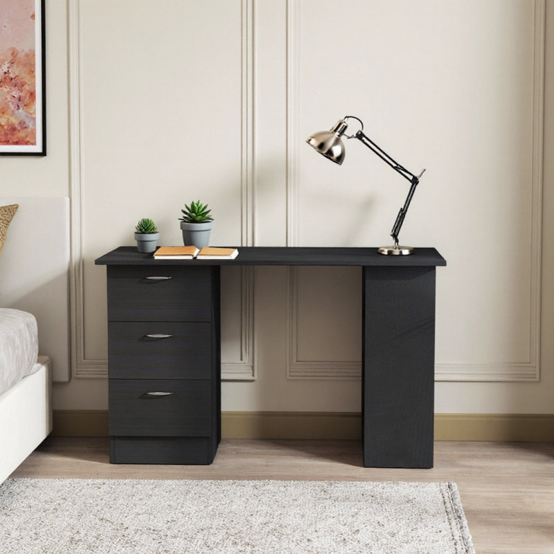 Bureau d'ordinateur compact avec 3 tablettes et 3 tiroirs