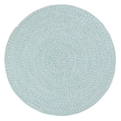 Rustica Farmhouse Handmade Braided Turquoise/White Area Rug