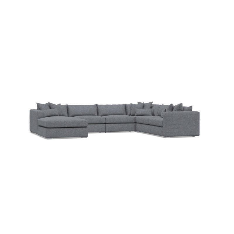 Bernhardt Helena 5-Piece Fabric Sectional, Dark Gray Polyester