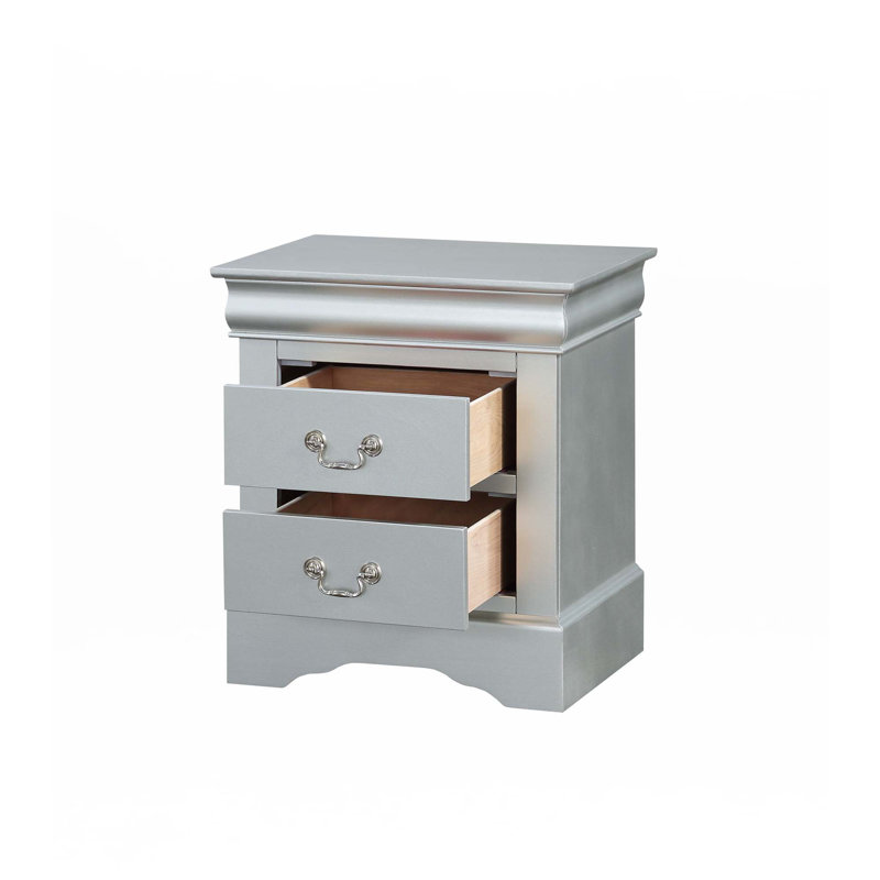 Ensemble de chambre à coucher 4 pièces (sans commode), Gris argenté, Très grand