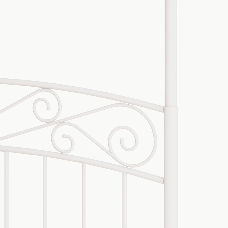 Marieclaire Metal Canopy Bed with Headboard and Footboard, White, Queen