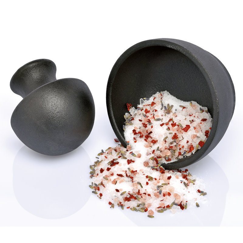 Manu Black Cast Iron Mortar and Pestle Set