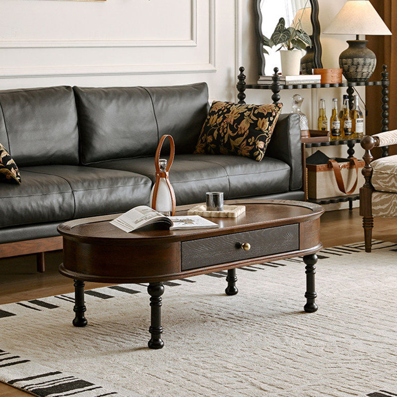 French-style retro oval coffee table