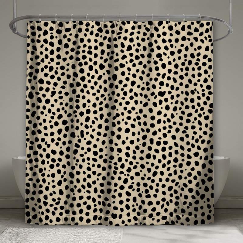 Rideaux de douche beige à pois extra longs, L 70 po x H 84 po