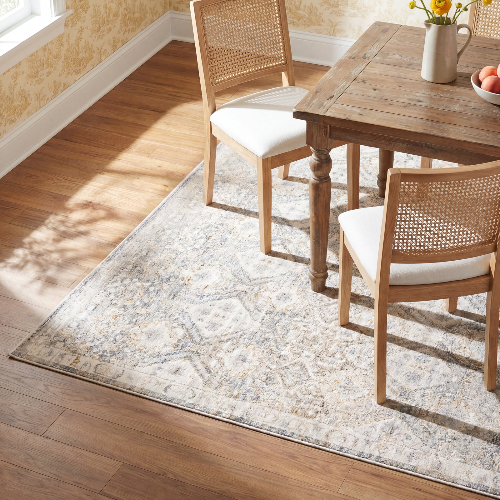 Lynnette Gray/Beige Rug, Rectangle 9'6" x 13'