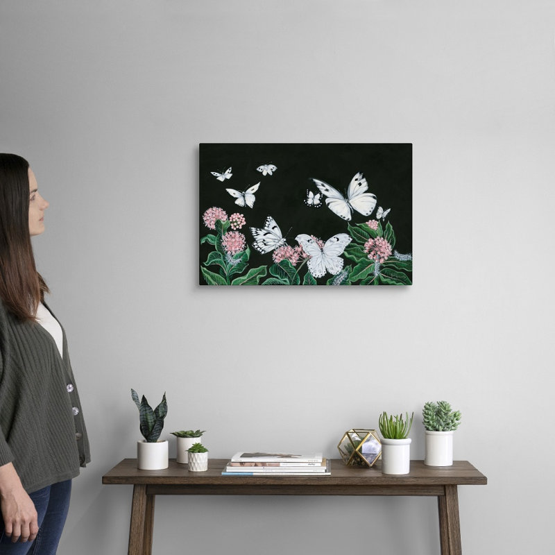 Papillons, reproduction d’art sur toile, H 16 po x l 24 po x P 1,25 po, Toile tendue
