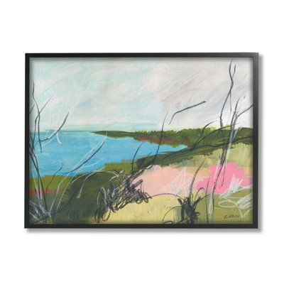 «Blue Ocean Coast Landscape Scratch Line Abstraction Stretched», art mural par Jan Weiss
