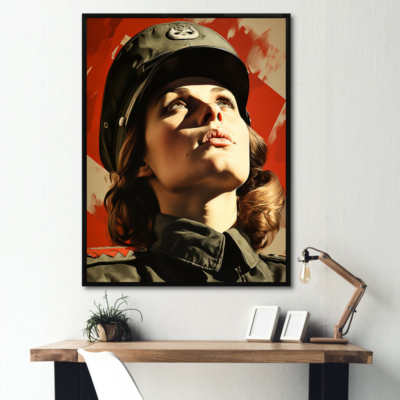 War Propaganda - Military Wall Art, 40" H x 30" W x 1.5" D, Black Floater Framed