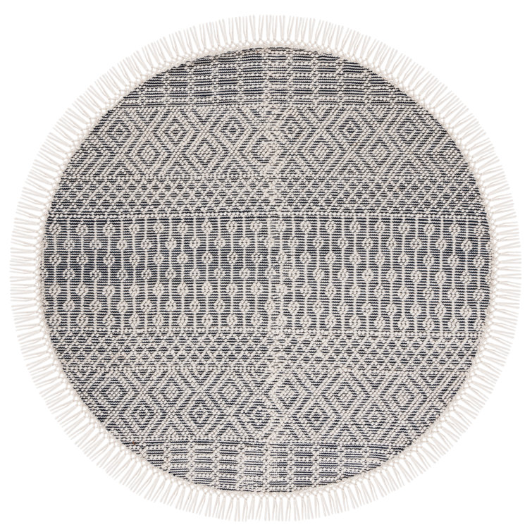 Aldeline Southwestren Handmade Flatweave Wool Ivory/Navy Area Rug