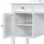 Meuble-lavabo de 44,4 po avec grand miroir ajustable, coiffeuse avec tiroir et armoire, coiffeuse pour la chambre à coucher peu encombrante, blanc