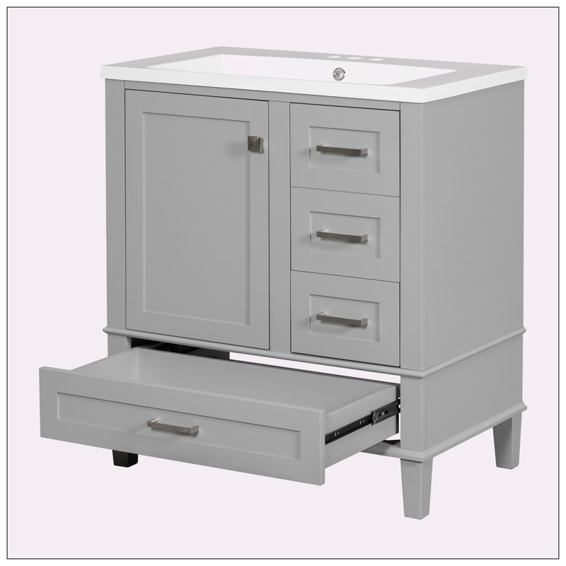 Meuble-lavabo 30 po, Gris, Argent