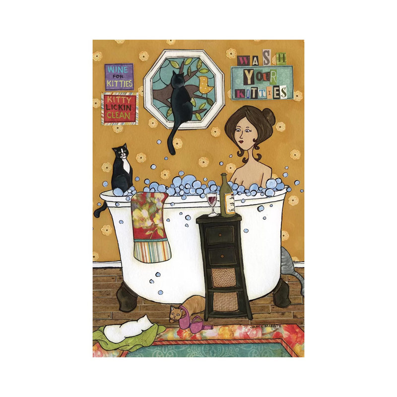 « Wash your kitties » par Jamie Morath-impression, H 48 po x l 32 po x P 1,5 po, Toile tendue, Pas de tapis