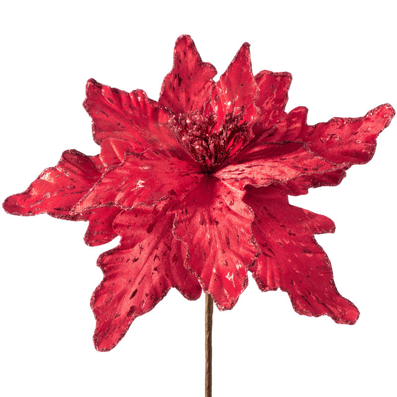 Fabric Poinsettia Arrangement, Red, 40cm H x 30cm W x 30cm D