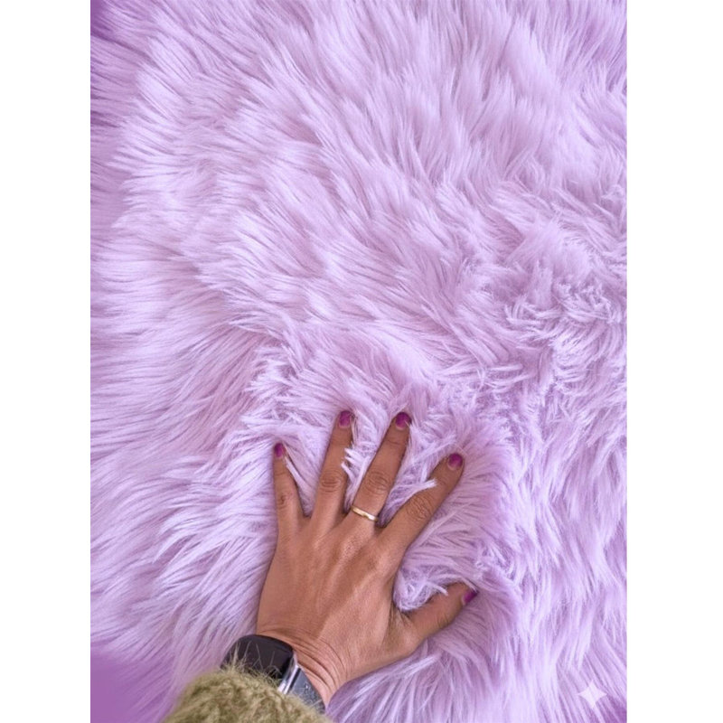 Solid Colour Faux Fur 60cm X 90cm Area Rug, Purple