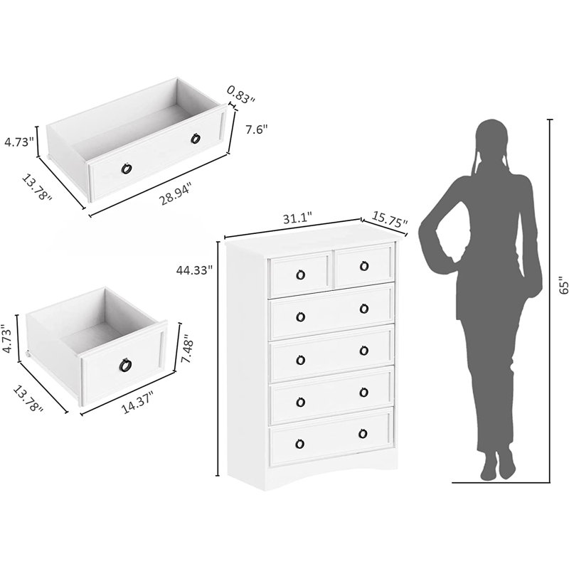 Casimira 6 Drawer Chest, White