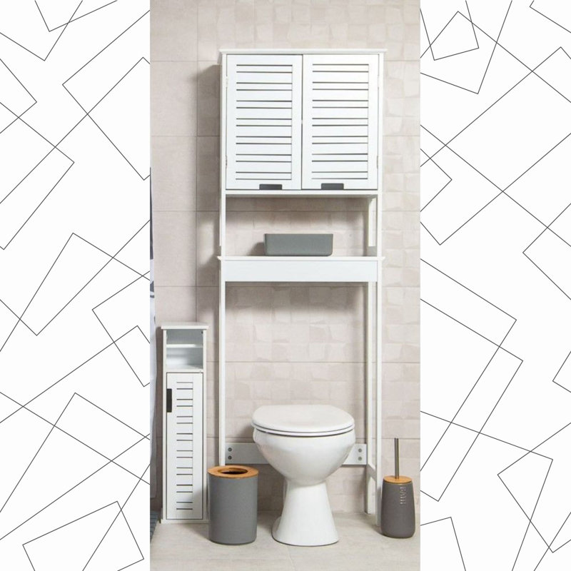 White MDF Slim Bathroom Toilet Paper Holder Cabinet