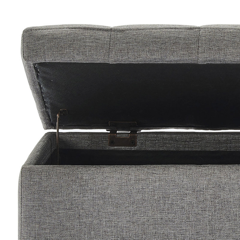 Upholstered Ottoman, Polyester Blend Gray