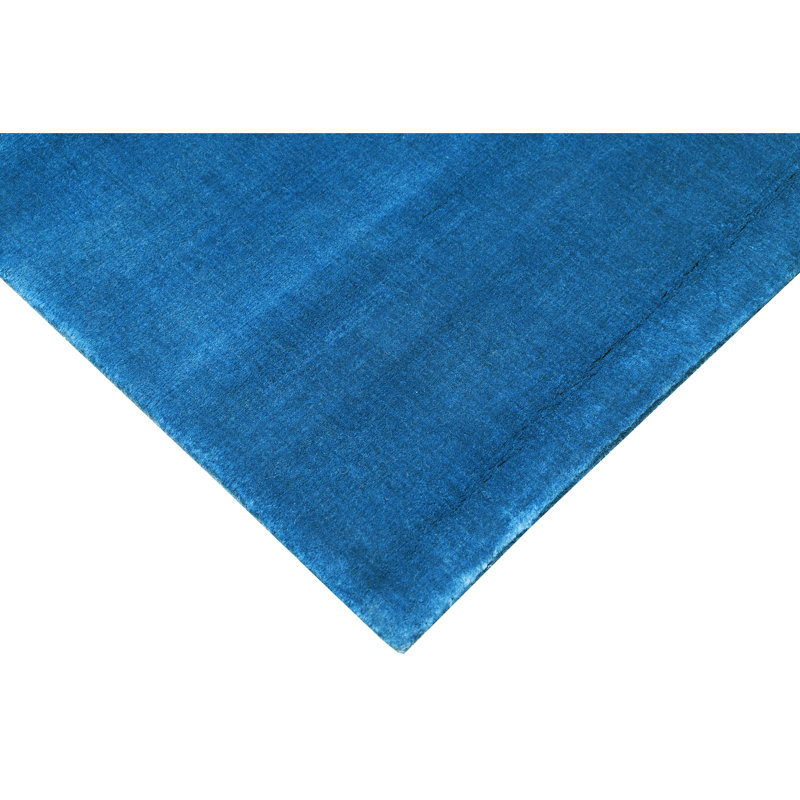 Tapis bleu foncé noué à la main de haute qualité, Dark Blue, Rectangle 120" x 168"