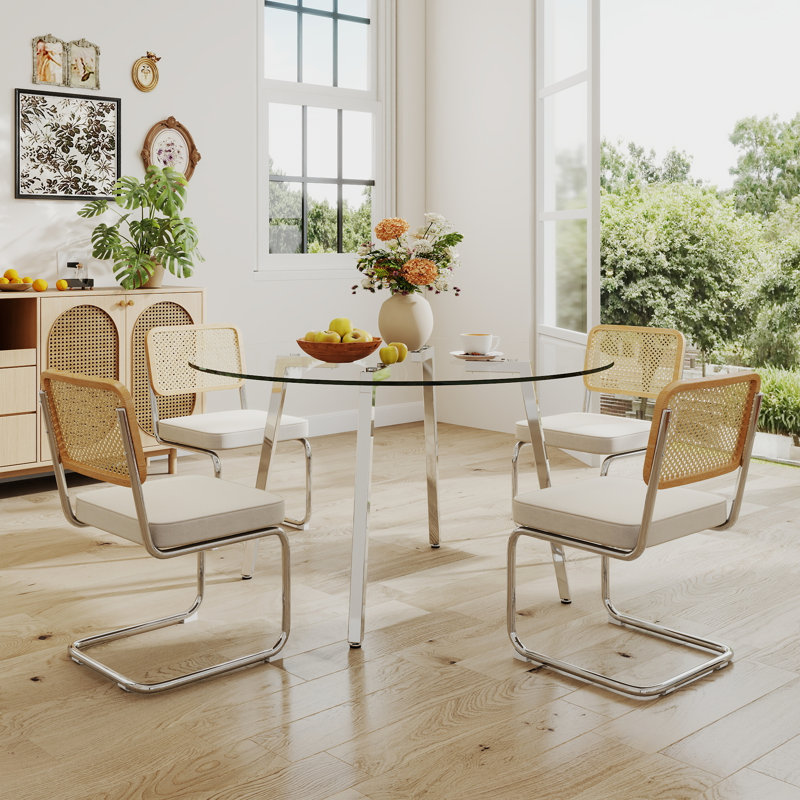 Ensemble de salle à manger 5 pièces, H 29,5 po x L 47 po x l 47 po, Beige