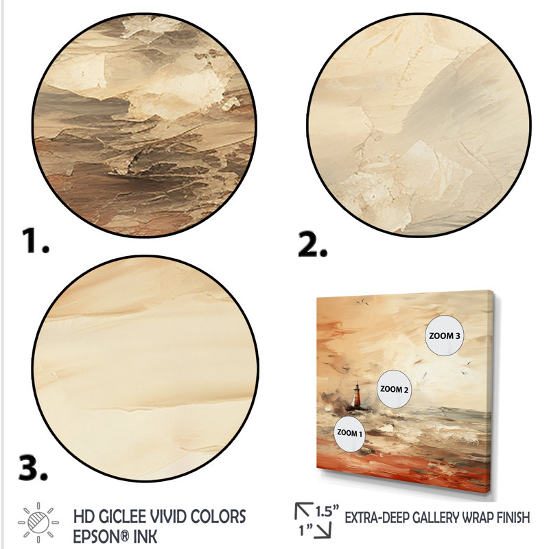 Peinture jaune du coucher de soleil phare II - art mural coucher de soleil côtier, Cadre flottant noir