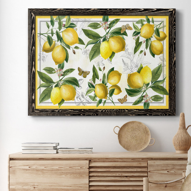 Lin citrons - Reproduction d'art graphique sur papier encadré, Noir, H 37,5 po x l 27,5 po x P 1,5 po