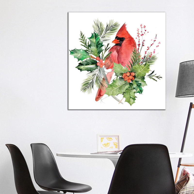 Cardinal Holly Christmas Collection C 1 Piece Wrapped Canvas Wall Art, 93.98 cm H x 93.98 cm W