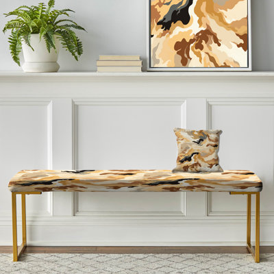 Desert Sand Dune Camouflage - Camouflage Upholstered Gold Bench