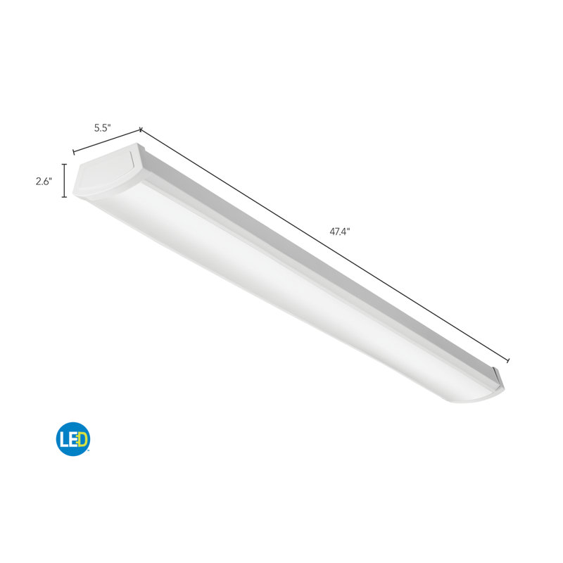 White 48-Inch Steel LED Flush Mount Light Fixture
