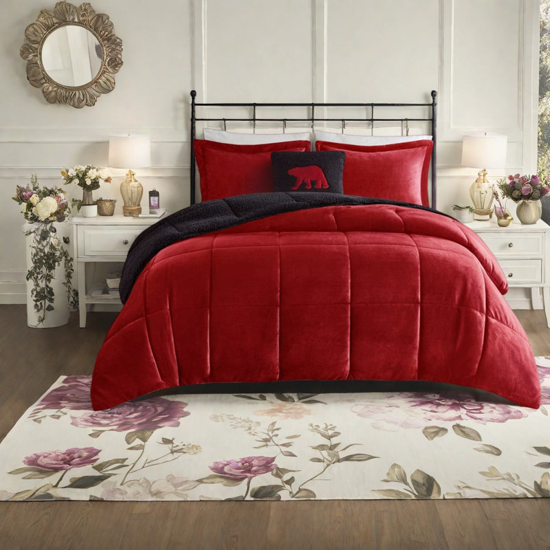 Cozy Plush To Sherpa Bedding Set, Hypoallergenic Polyester Comfort For Home