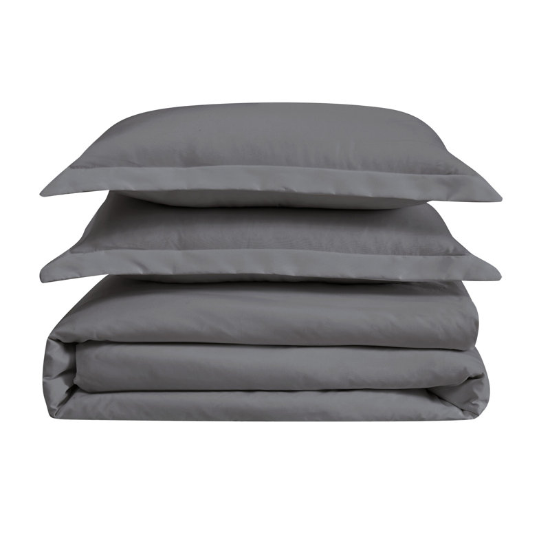 Ensemble de housse de couette en microfibre Cannon Heritage, Housse de couette lit simple TG et 1 taie décorat, Gris