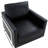 Lincoln Modern Leather Accent Chair with Stainless Steel Base – Contemporary Boxy Armchair, Single Seater Side Chair for Living Room, Bedroom, Office & Lounge-797541884-724137686