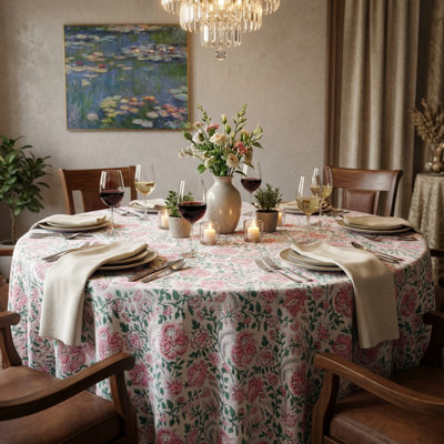 Nappe ronde rose et bleue Rosaline