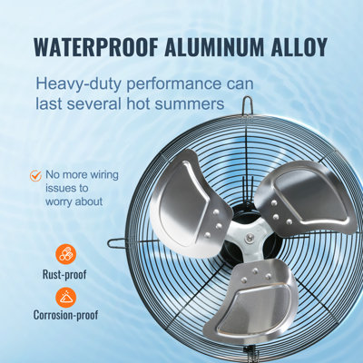 16'' Shutter Exhaust Fan, High-speed 2000 CFM, Aluminum Wall Mount Attic Fan with AC-motor, Ventilation and Cooling for Greenhouses, Garages, Sheds, Shops, FCC