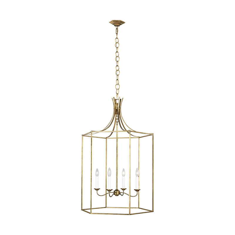 Suttons 4-Light Chandelier, 37" H x 24" W x 24" D, Antique Gold
