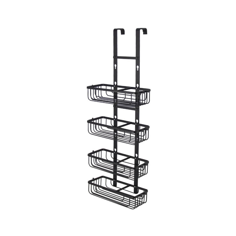 Black Hanging Shower Caddy 4 Tier, Over Door Shower Organizer, 80 x 31 x 20 cm