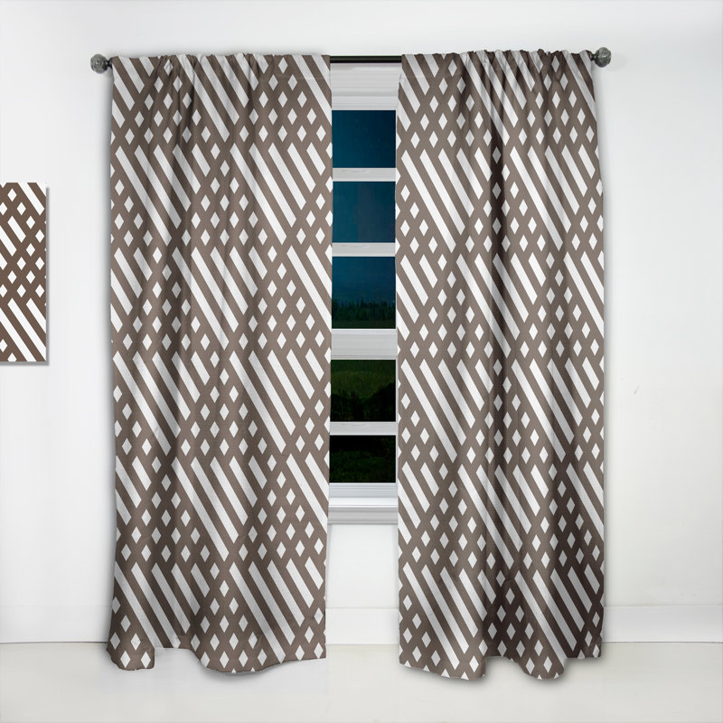 Motif triangulaire blanc et noir Arlecia - Rideau à motif - Velours obscurcissant - 1 panneau, L 52 po x L 90 po