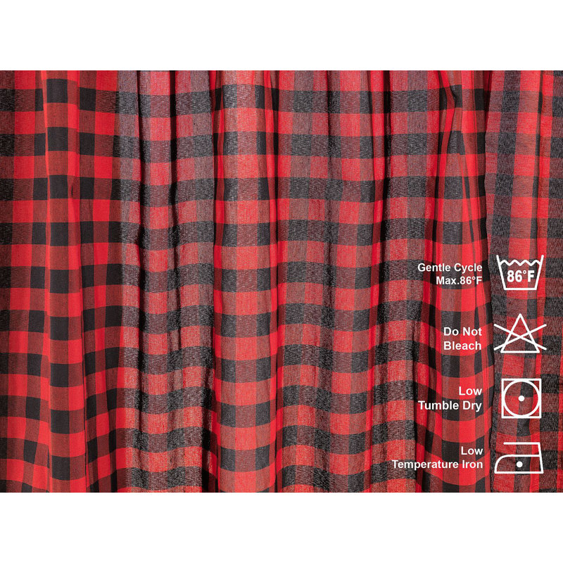  Rideau de cuisine Gingham, Rouge / Noir, L 72 po x L 36 po